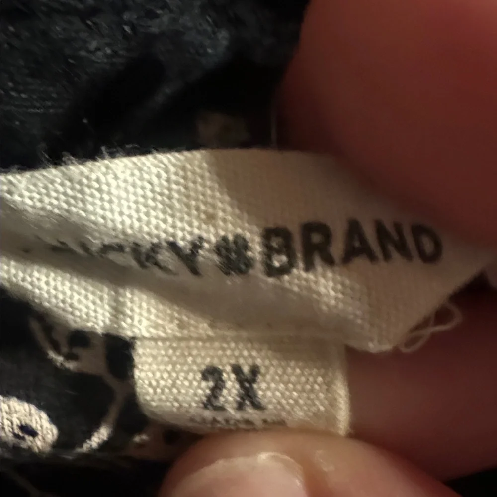 Lucky Brand Black and Cream Floral Blouse, Size 2X - Picture 2 of 4